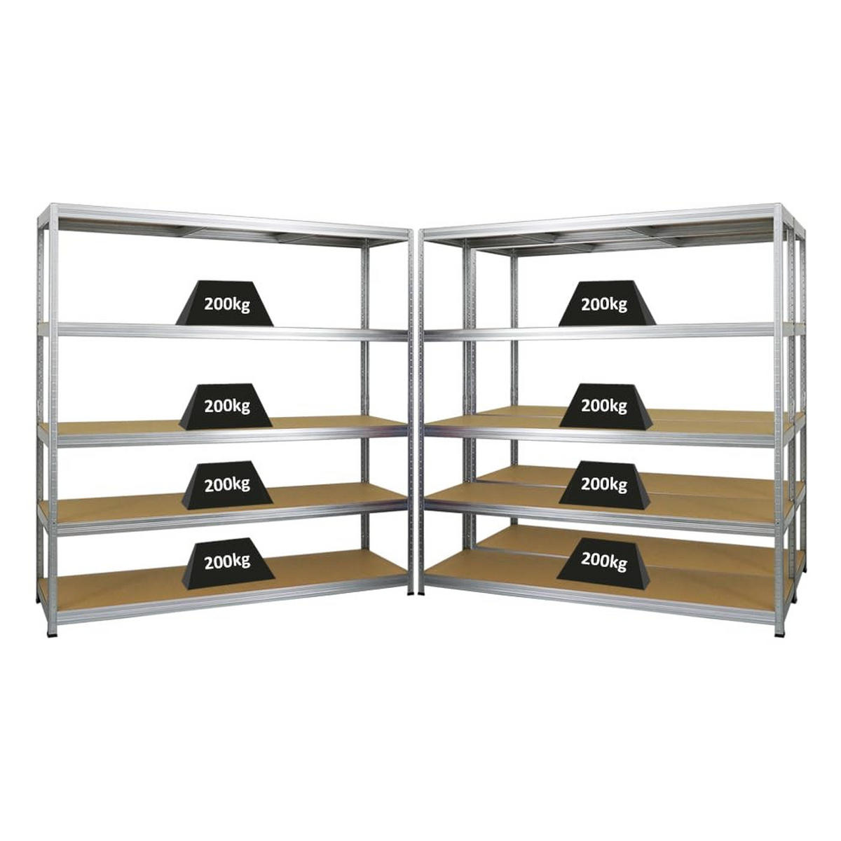 SCHWERLASTREGAL Giant Elephant 3er-Set mit 3x 180x180x45 cm Fachlast 200 kg Verzinkt - Silberfarben, Metall (540/180/45cm) - PROREGAL