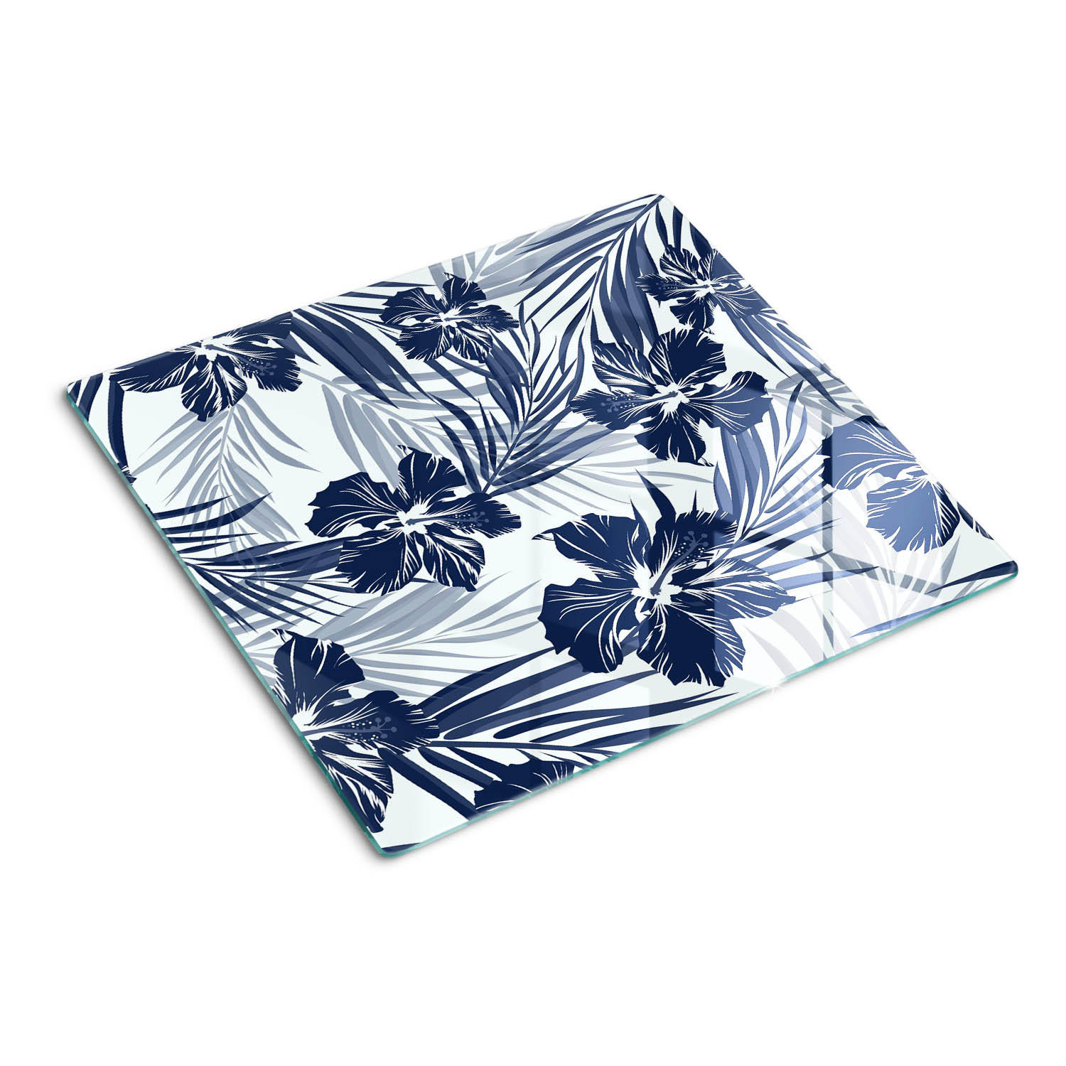 GLASPLATTE 60x52 cm Tropische Blumen - Blau, Glas (60/0.4/52cm) - TULUP