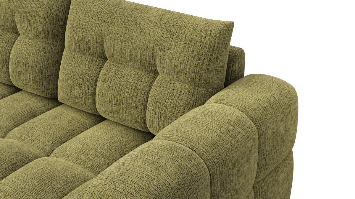 ECKSOFA CLOUDI 4-Sitzer links, olivgrün - Schwarz/Olivgrün, Holz/Textil (294/160cm) - Courtois Laville