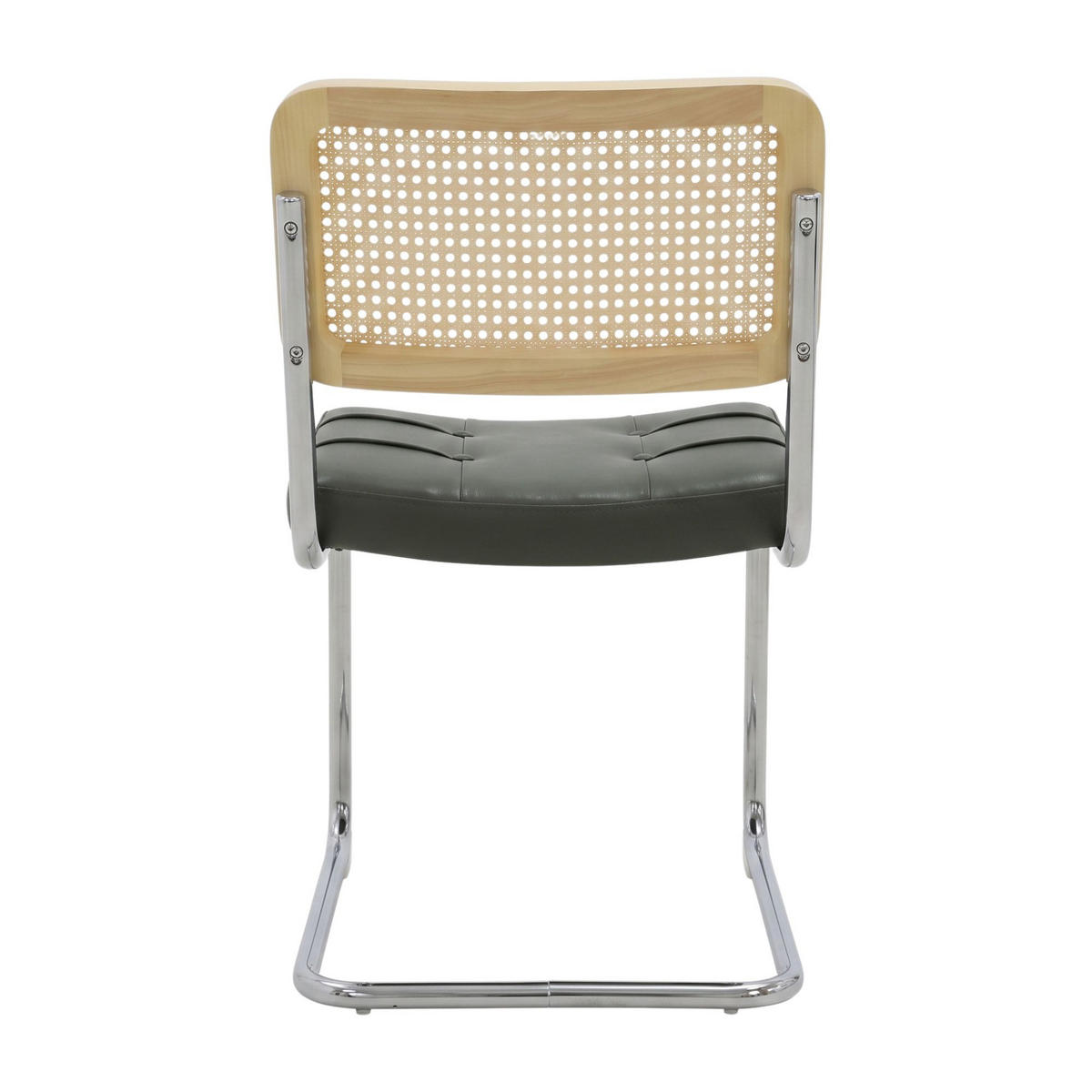 JÍDELNÍ ŽIDLE sada 2 ks zelené z umělé kůže, ratanu a chromu - zelená barva, kůže (53/84.6/46.4cm) - Urban Meuble