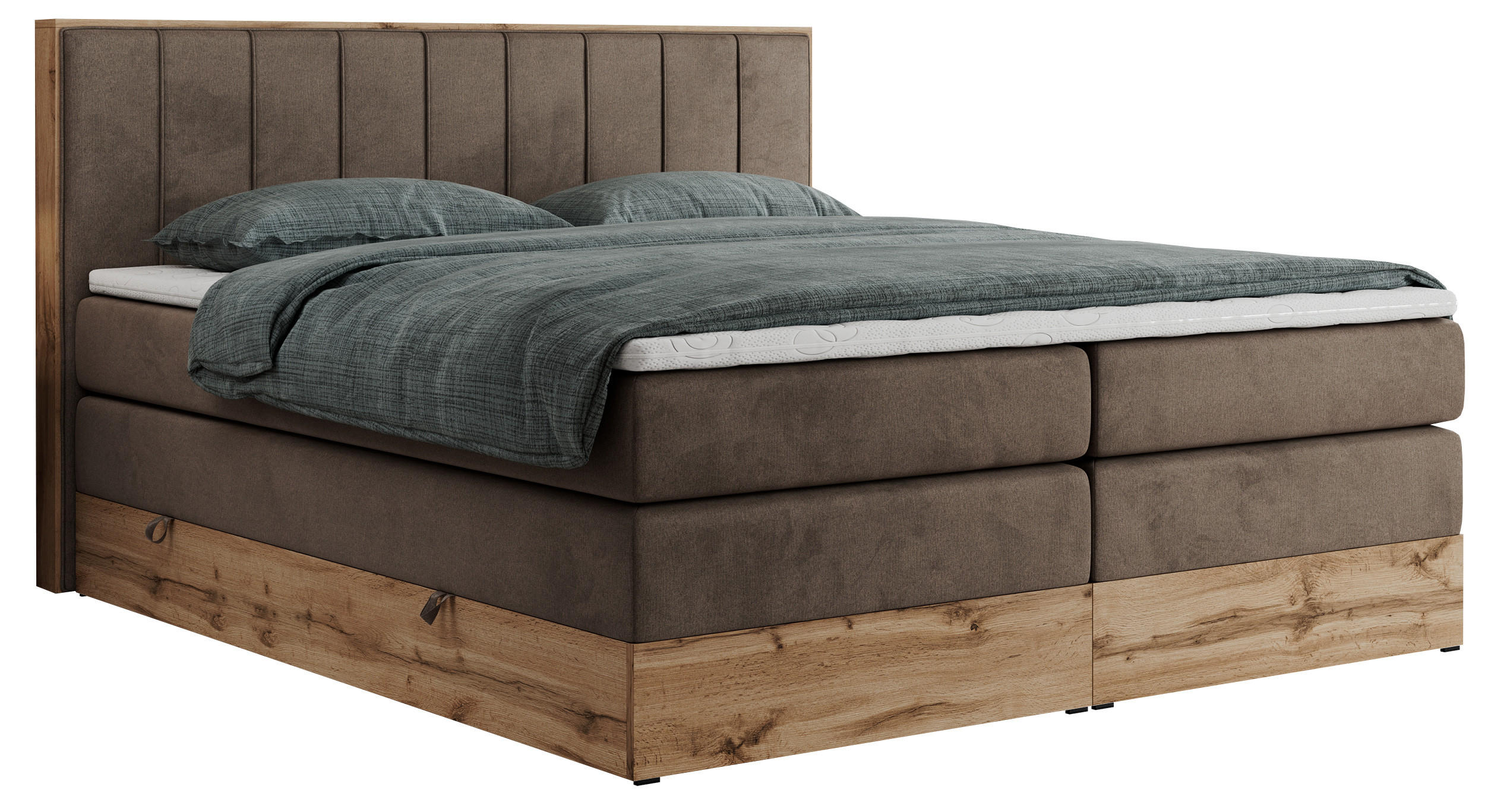 BOXSPRINGBETT BELLISSIMO KING 160/200 Braun Velvet - H3 - Braun, Holz/Textil (160/200cm) - MKS