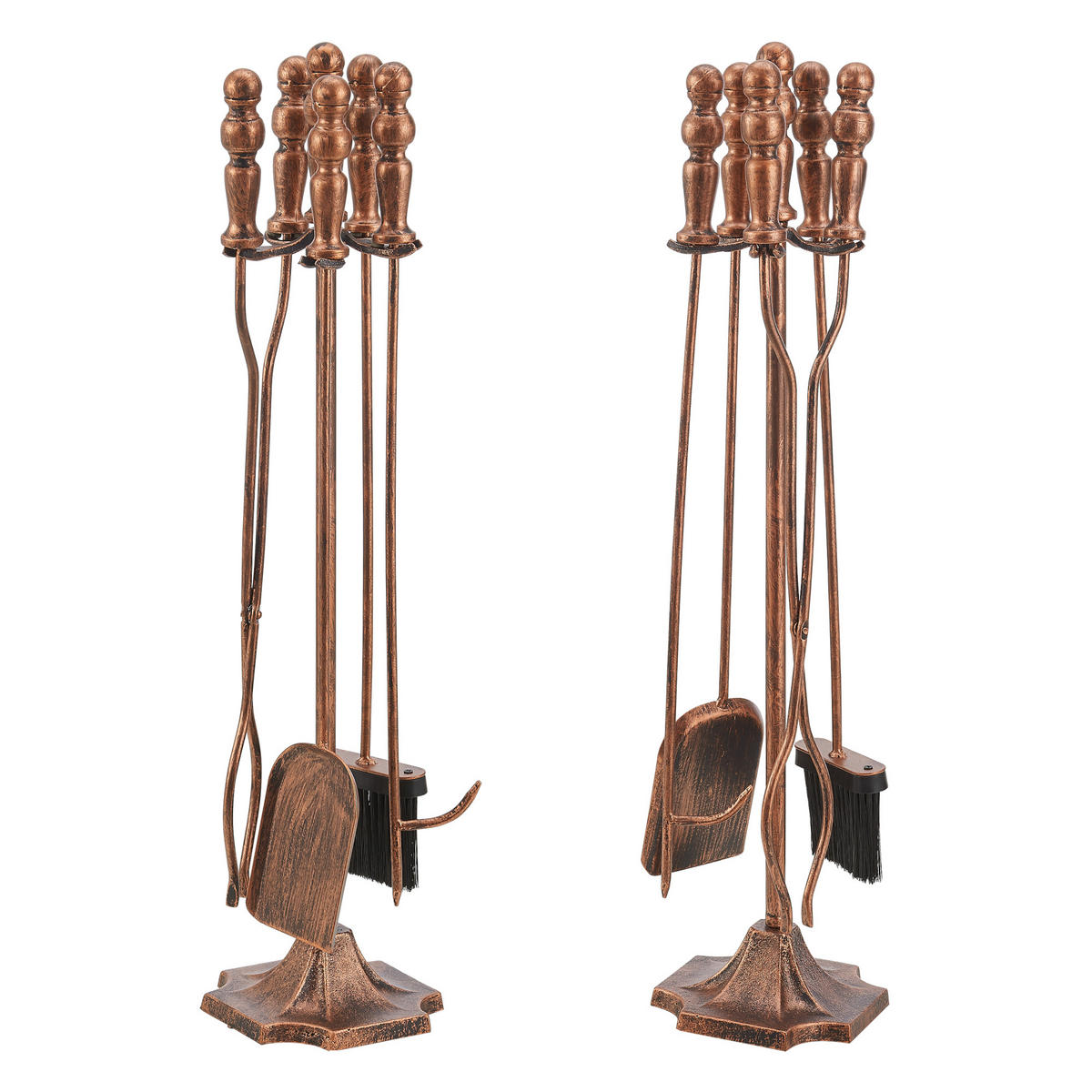 KAMINBESTECK-SET 5 TLG. Dovre - Bronzefarben, Metall (17.5/80/17.5cm) - [en.casa]