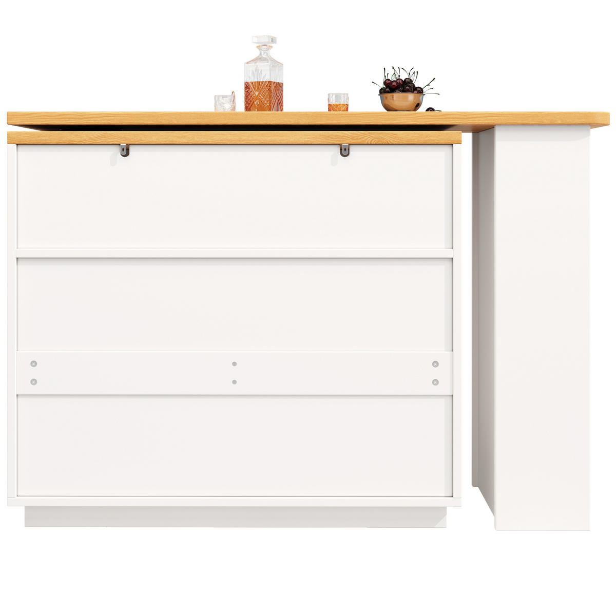 ESSZIMMERSCHRANK aus MDF 137-203x39x90cm in Weiß mit 360° Dreh - Weiß, Holzwerkstoff (203/90/39cm) - Modfu