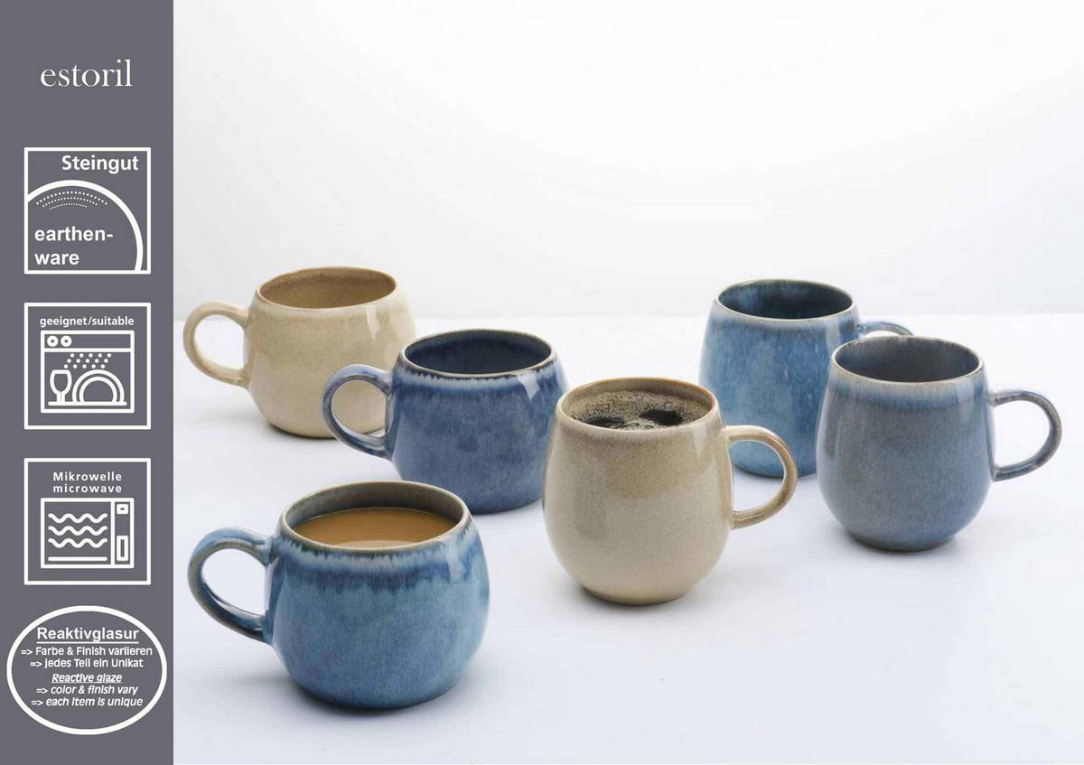 HENKELBECHER Estoril blau 470 ml 6er Set - Blau, Keramik (470L) - Ritzenhoff Breker