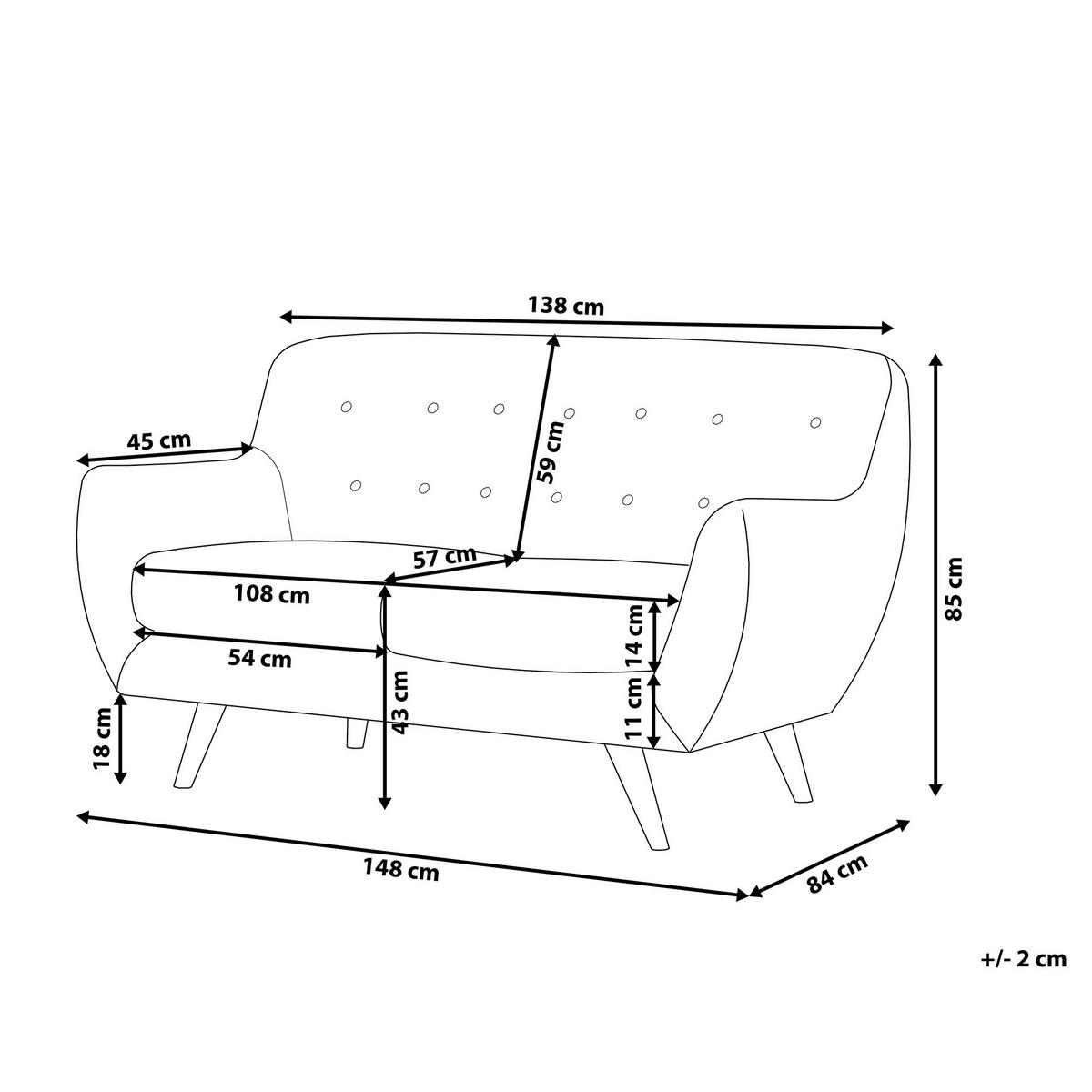 2-SITZER-SOFA Samtstoff Smaragdgrün Bodo - Hellgrün, Textil (148/85/84cm) - Beliani