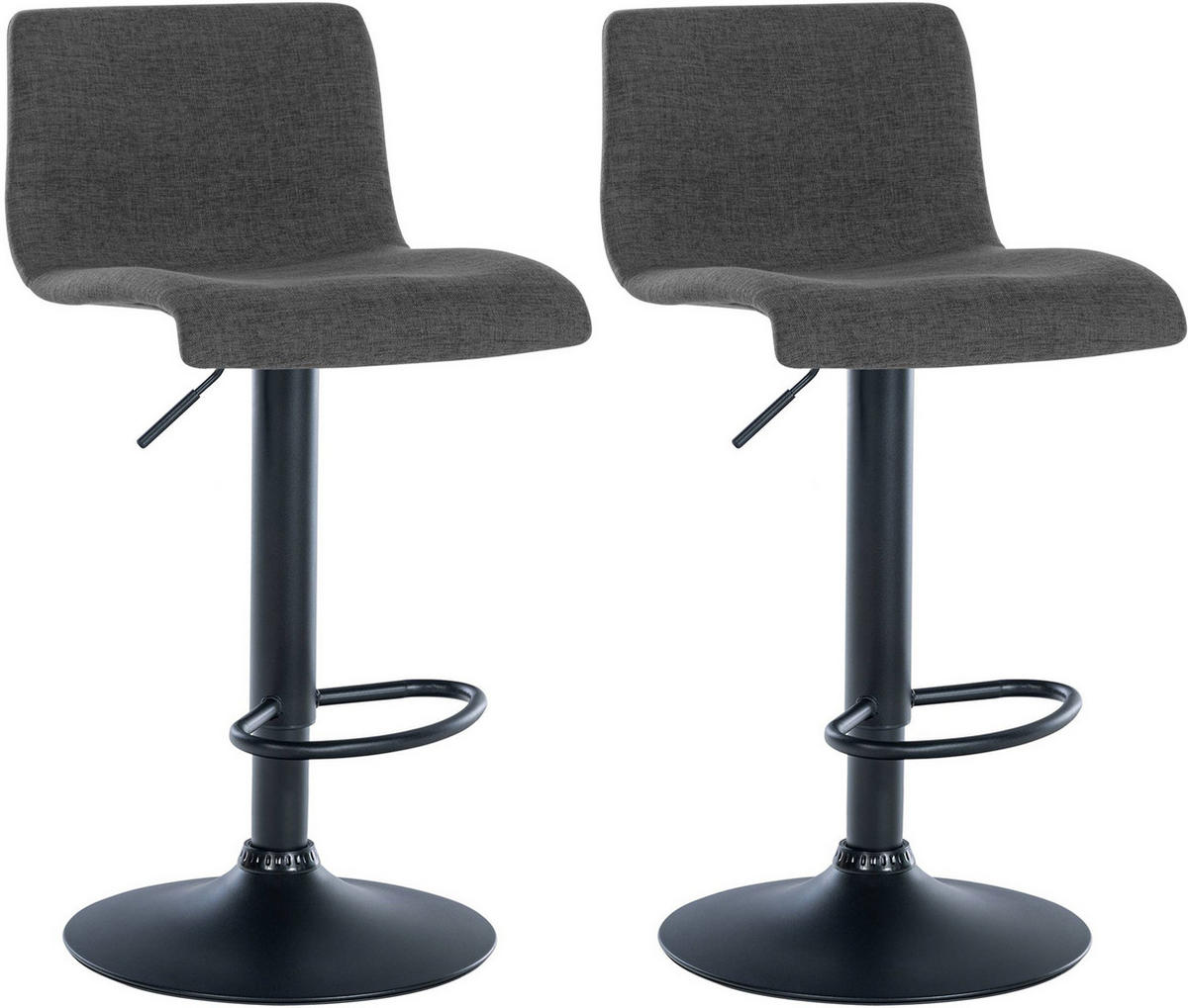 BARHOCKER 2er Set Stoff dunkelgrau - Dunkelgrau/Schwarz, Textil/Metall (39/84/36cm) - CLP