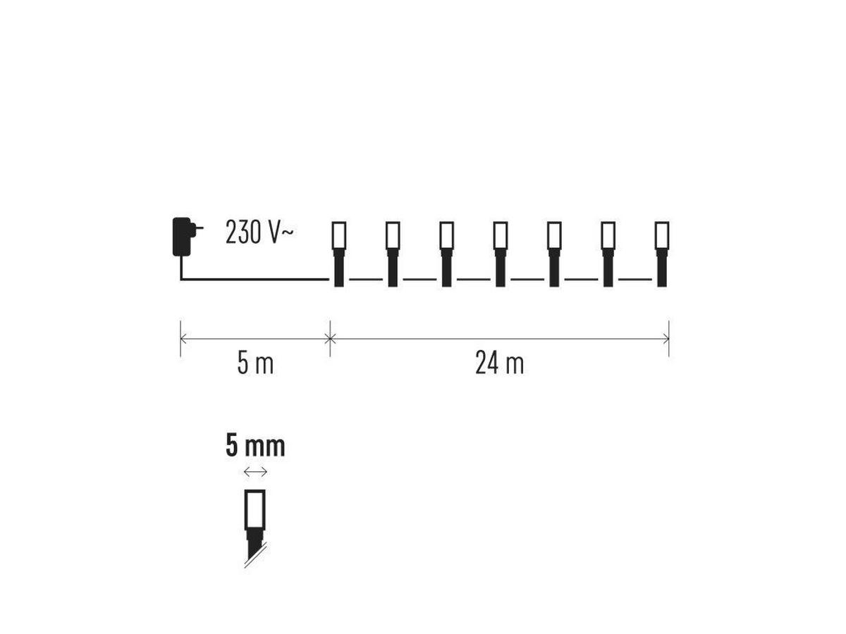 LED-LICHTERKETTE 24 m, Warmweiß, mit Timer, für Innen- und Außenbereich - Weiß, Kunststoff/Metall (2400cm) - LAALU
