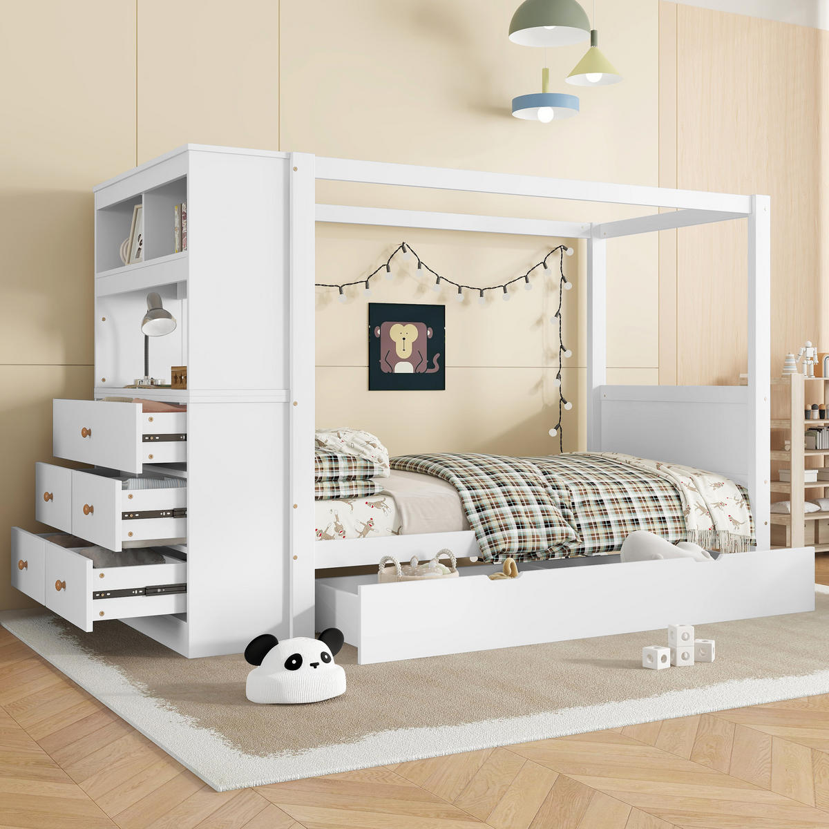 KINDERBETT 90x200 cm Schubladen weiß - Weiß, Holz (90/200cm) - Fortuna Lai