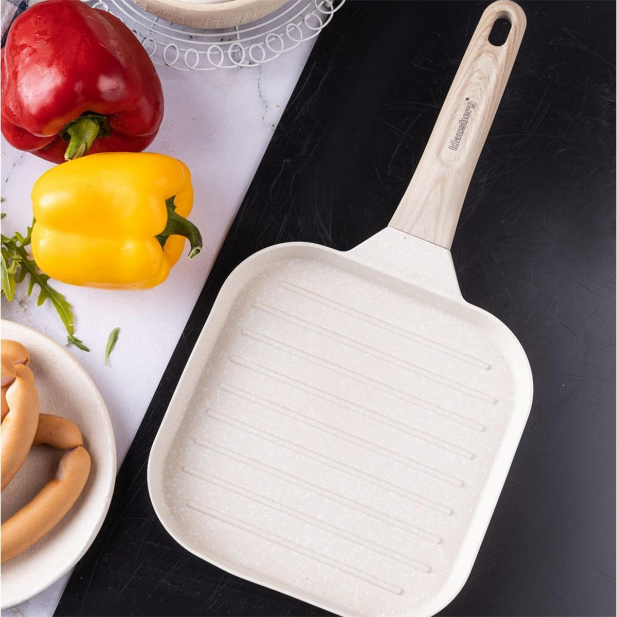 GRILLPFANNE Beige 36/18.5/2.5 cm KB7812 - Beige, Metall (36cm) - Klausberg 