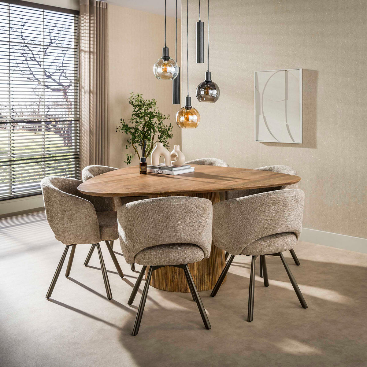 ESSZIMMERTISCH Wave Beige 150/150/77 cm - Beige, Holz (150/150/77cm) - Hoyz Collection