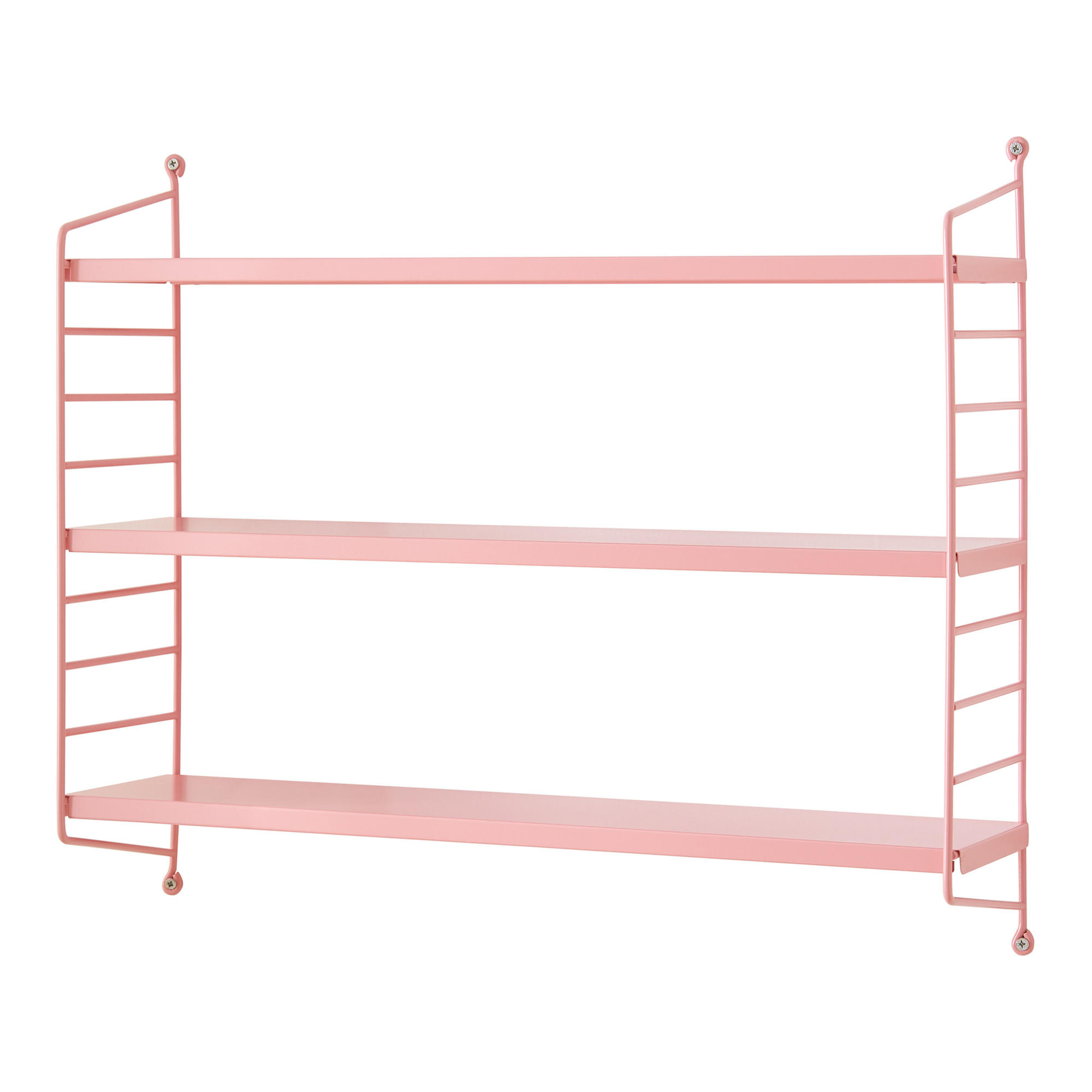 NÁSTĚNNÁ POLICE Strängnäs modular - růžová, kov (60/50/15cm) - [en.casa]