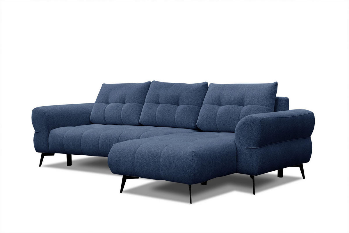 ECKSOFA SALVINI 4-Sitzer, dunkelblau - Schwarz/Dunkelblau, Holzwerkstoff/Textil (292/158cm) - Courtois Laville