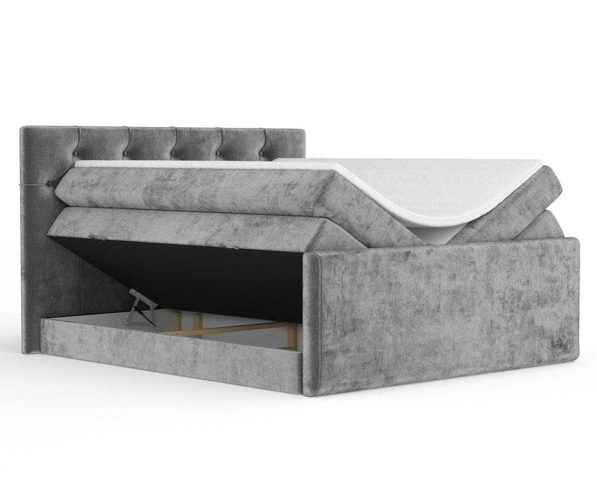 BOXSPRINGBETT Hugo Grau 200/200 cm - Schwarz/Grau, Holz/Holzwerkstoff (200/200cm) - Maison de Reve