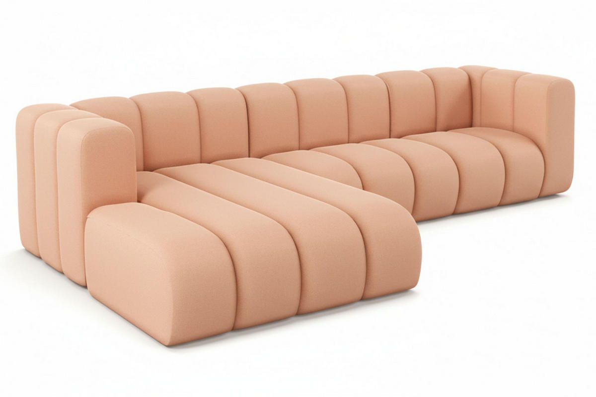 ECKSOFA L-Form Grand L 287 cm, Veloursstoff Salvador, Rosa, Links - Rosa, Holz (287/179cm) - Kaiser Möbel