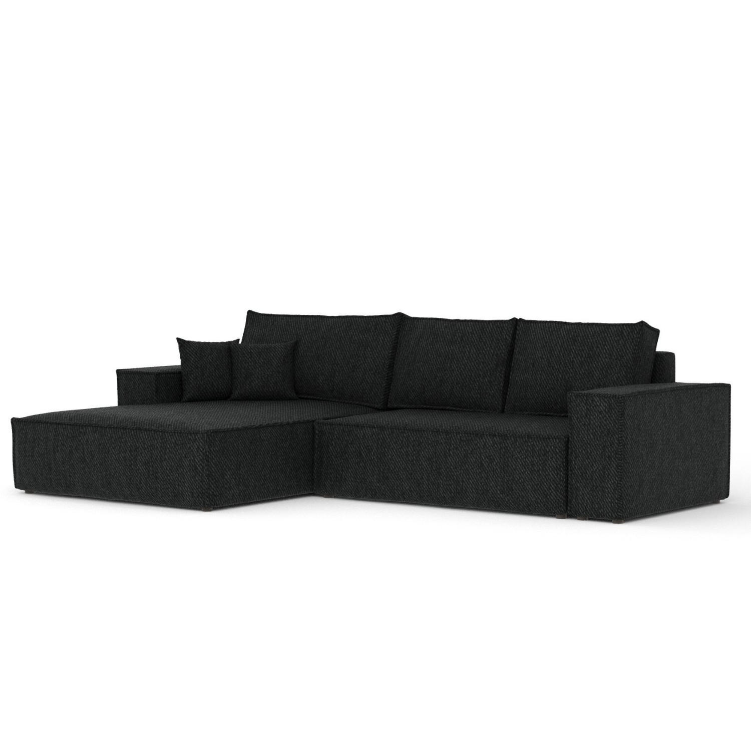 ECKSOFA TAURI mit Schlaffunktion Schwarz im Neve Stoff - Schwarz, Holz/Holzwerkstoff (294/185cm) - AltaBeds