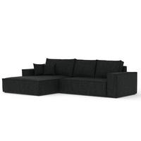 ECKSOFA TAURI mit Schlaffunktion Schwarz im Neve Stoff - Schwarz, Holz/Holzwerkstoff (294/185cm) - AltaBeds