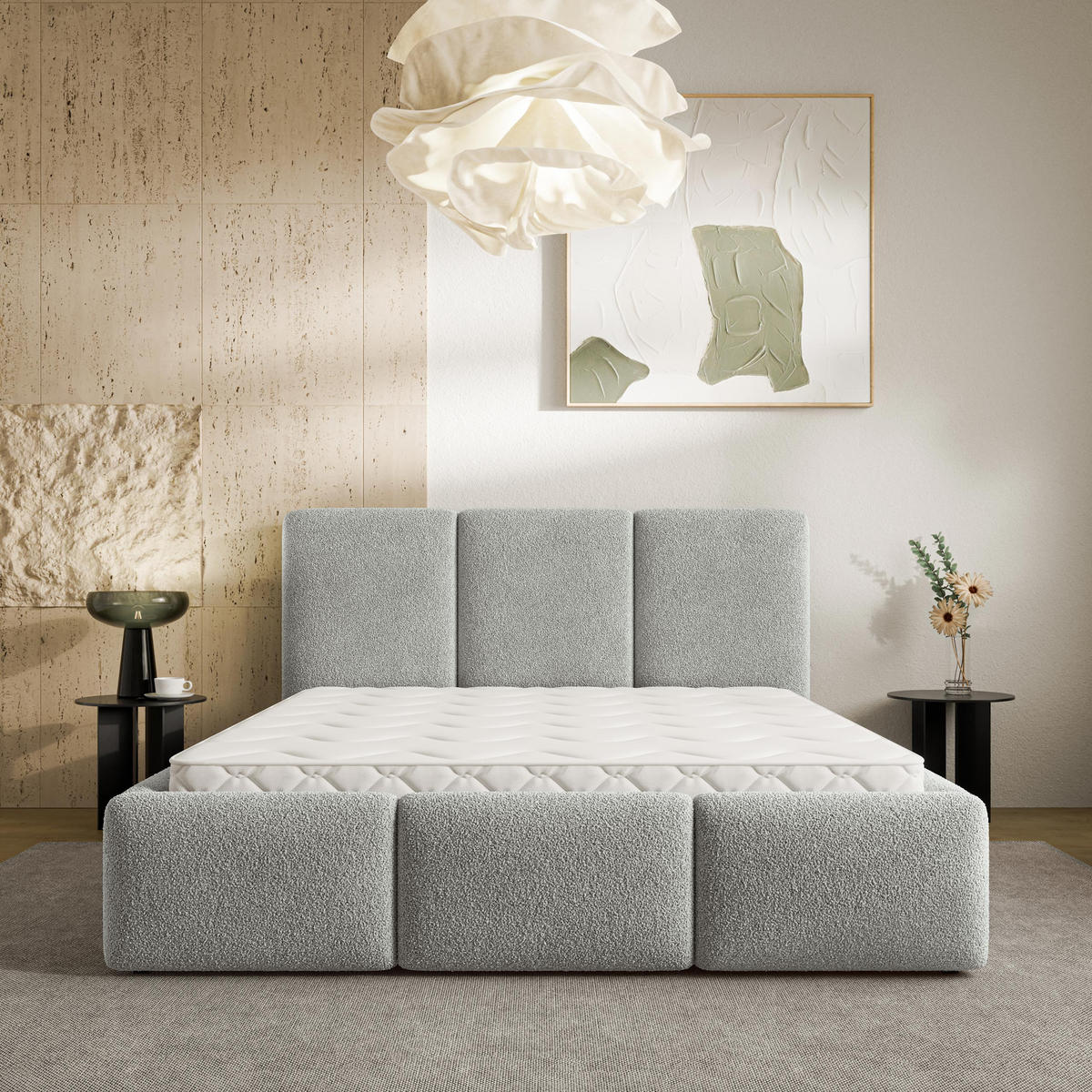 ČALOUNĚNÁ Postel ARSIL 160x200 cm Světle šedá - světle šedá, kompozitní dřevo/textil (160/200cm) - MASSENO