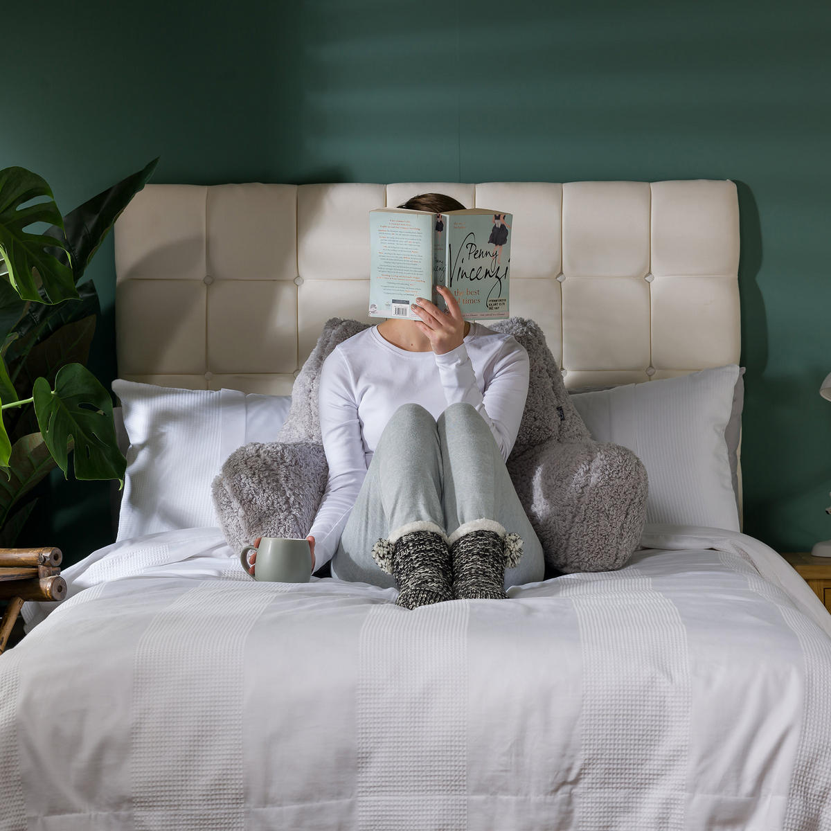 RÜCKENLEHNE Lesekissen Teddybär 2-tlg. - Grau, Textil (74/63cm) - icon