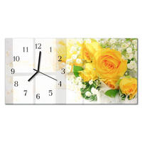 WANDUHR 60x30 cm - Steine - Gelb, Glas (60/30/0.4cm) - TULUP