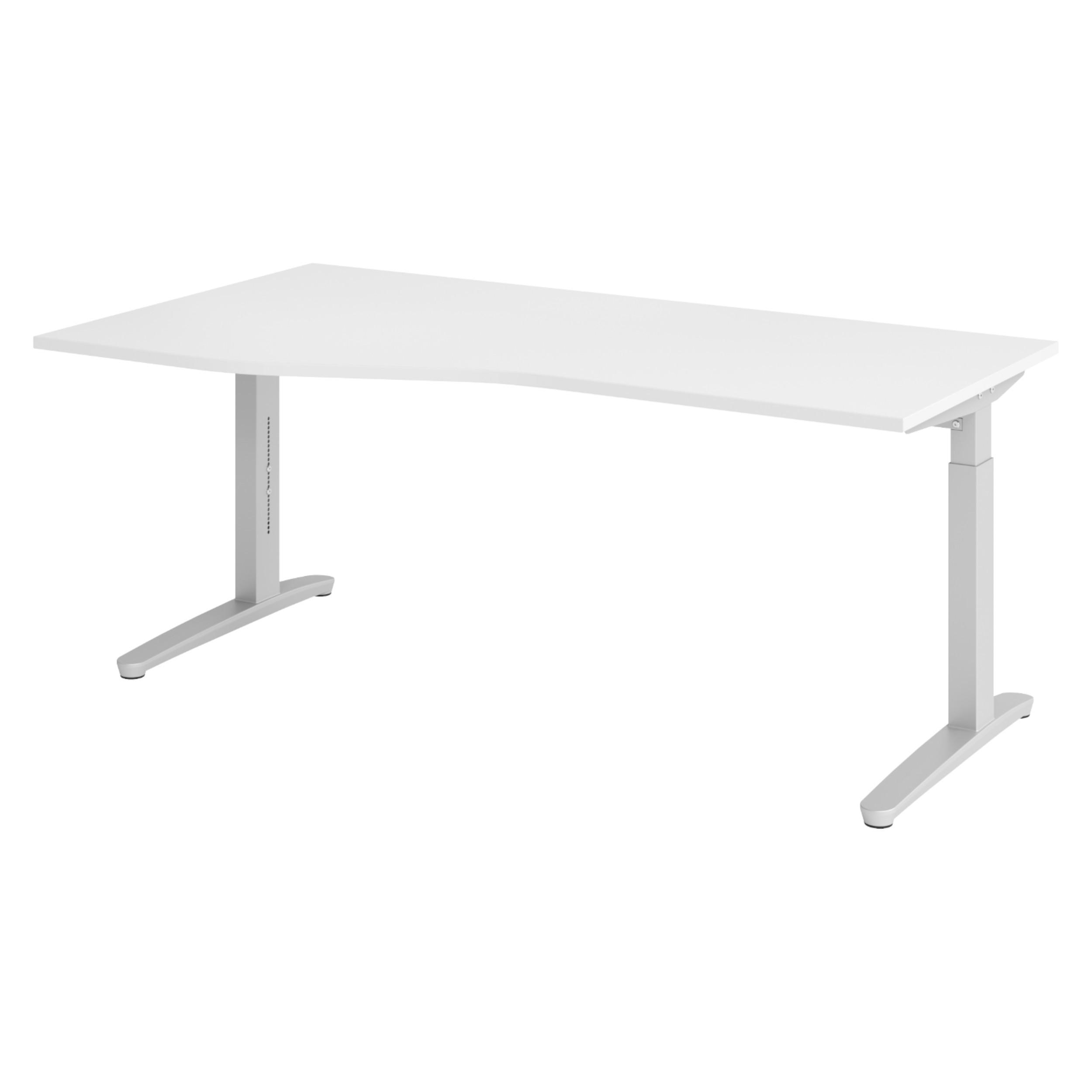 bümö Schreibtisch Weiß, Silber 180x74x100 cm