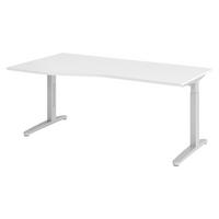 SCHREIBTISCH Serie-XB 100/180/74 cm in Weiß/Silberfarben - Silberfarben/Weiß, Holzwerkstoff (100/180/74cm) - bümö