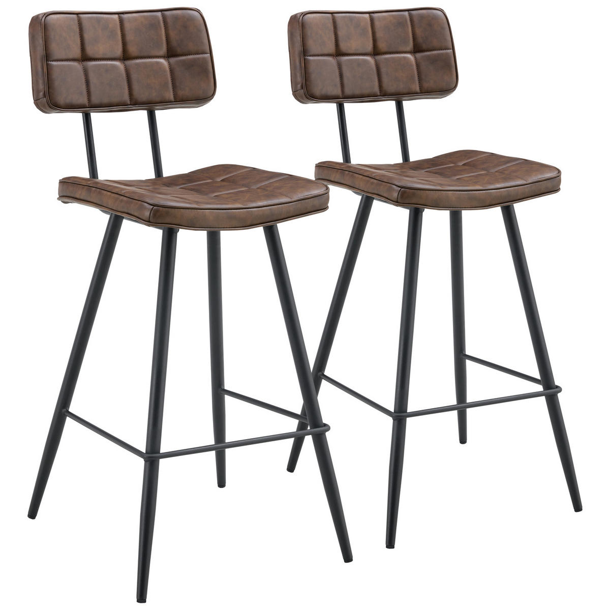 BARHOCKER Fernand Braun 2er-Set - Braun, Leder (43/95/56cm) - Happy Garden