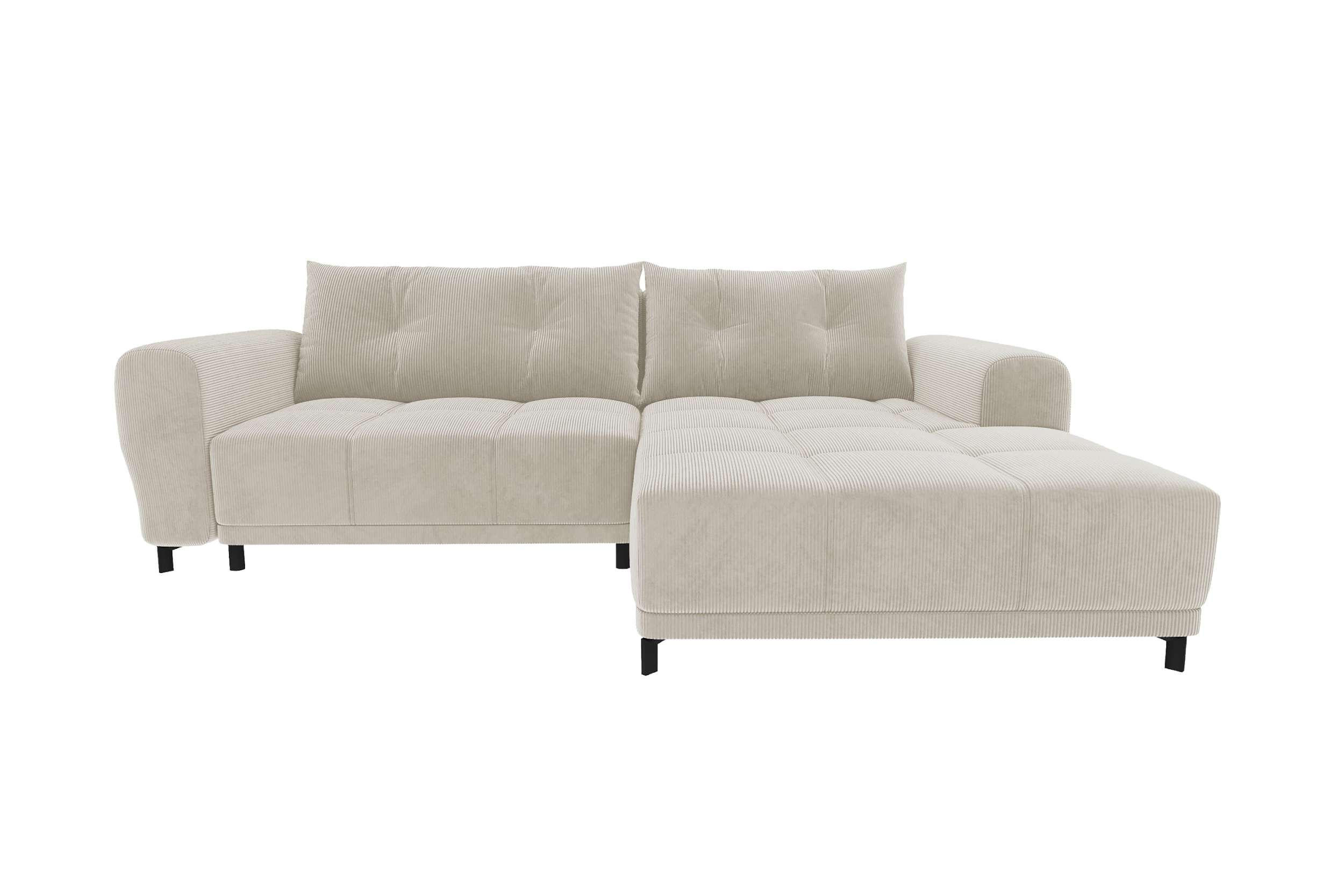 ECKSOFA Massimo Cordstoff Greige inkl. Schlaffunktion Rechts - Greige/Schwarz, Textil/Metall (246/177cm) - 99rooms