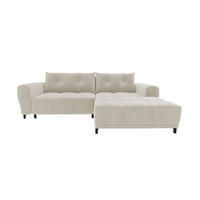 ECKSOFA Massimo Cordstoff Greige inkl. Schlaffunktion Rechts - Greige/Schwarz, Textil/Metall (246/177cm) - 99rooms