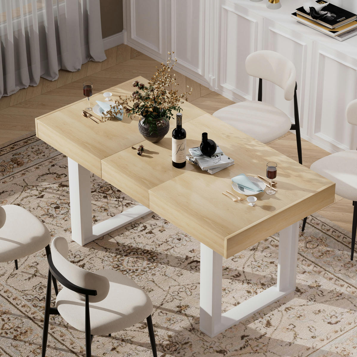 ESSTISCH ausziehbar 120-160/80/76 cm im Retro-Stil DE-39971 Natur - Naturfarben, Holzwerkstoff (75/120/75cm) - ComfortXL