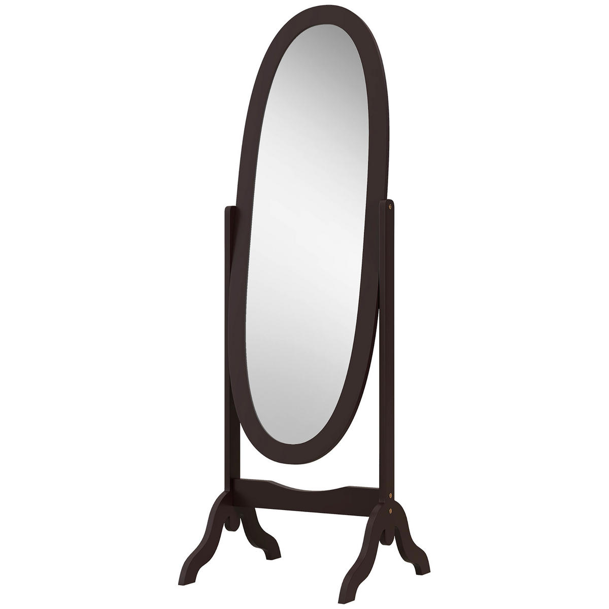 STANDSPIEGEL DE-17941 ovales Design mit verstellbarem Winkel Kaffee - Braun, Holzwerkstoff (48/147/46cm) - ComfortXL