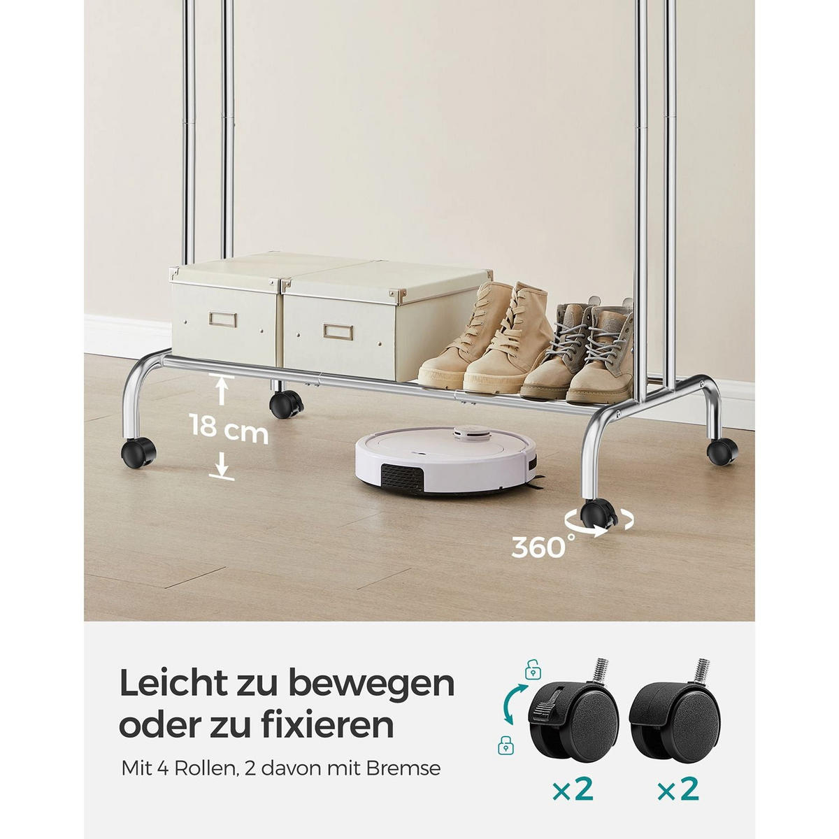 KLEIDERSTÄNDER MALABO - Silberfarben, Metall (103/155/52cm) - Hansiro