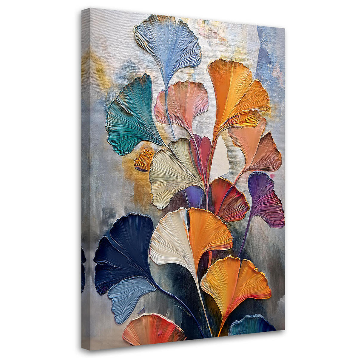 LEINWANDBILD Ginko-Blumen-Botanik-Zusammenfassung 40x60cm - Multicolor, Textil (40/60cm) - Feeby