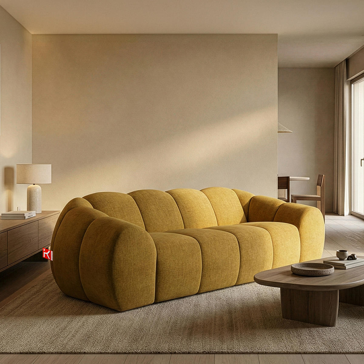 3-SITZER SOFA FLAVA, Honigfarben - Honig, Holz/Holzwerkstoff (240/76/100cm) - KONSIMO®