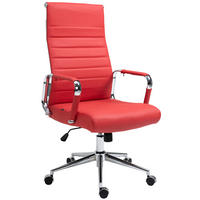 KONTORSSTOL Kolumbus äkta läder - Röd/Kromfärg, Läder/Metall (58/105/66cm) - CLP