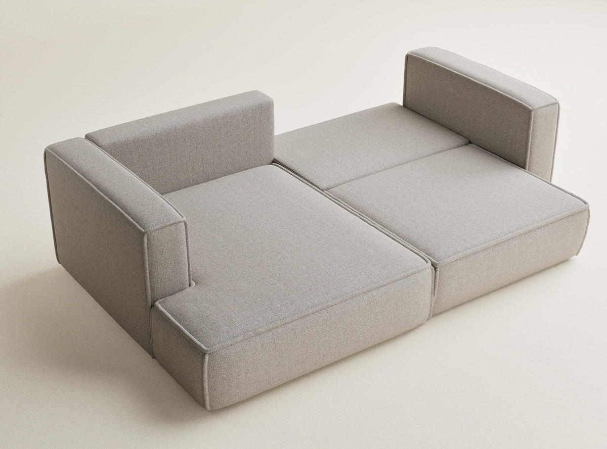 ECKSOFA MIT SCHLAFFUNKTION Velto Beige Webstoff - Greige/Schwarz, Holz/Holzwerkstoff (152/250cm) - Maison de Reve