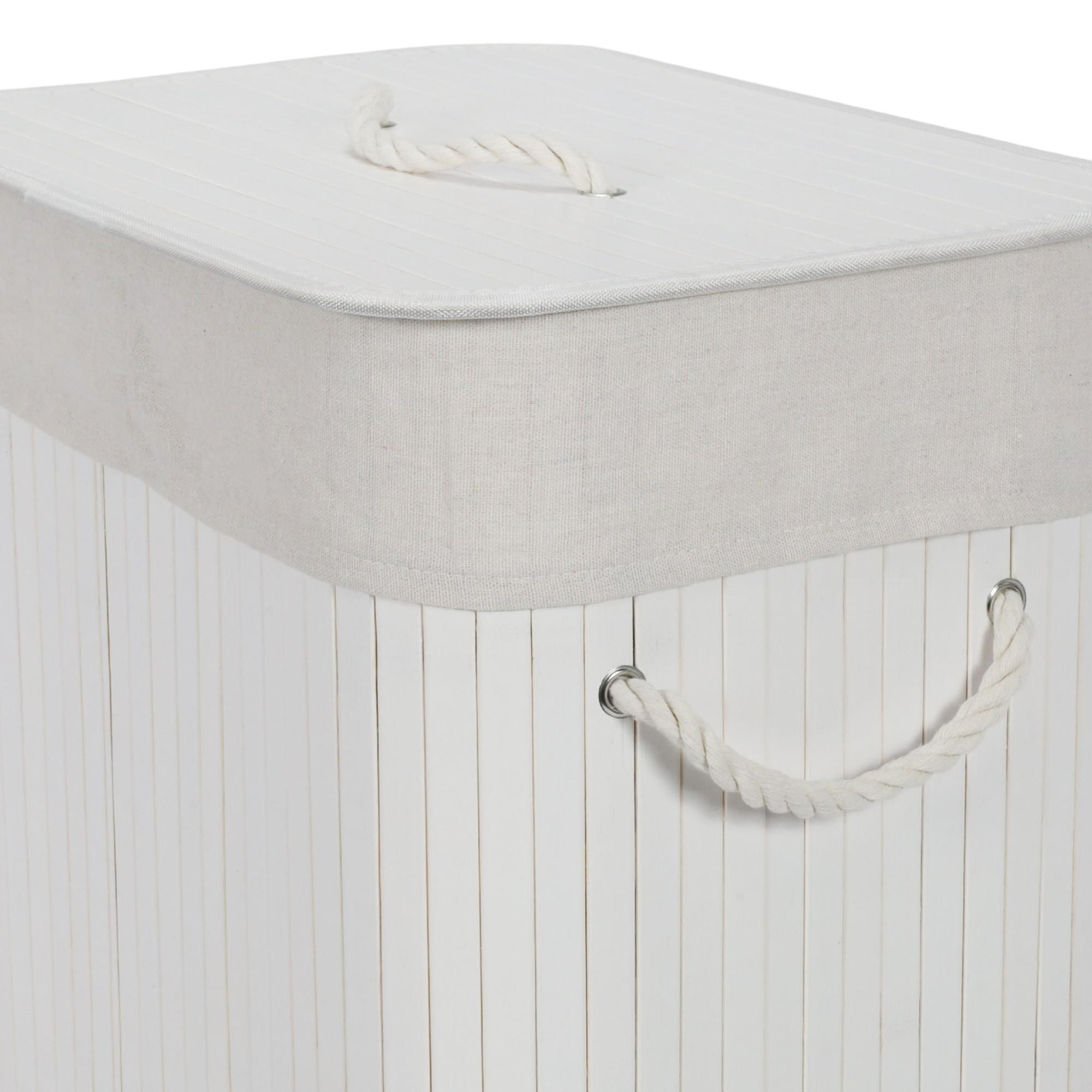 WÄSCHKORB Bambus Zora 72 l - Weiß, Naturmaterialien (30/60/40cm) - NUXIO