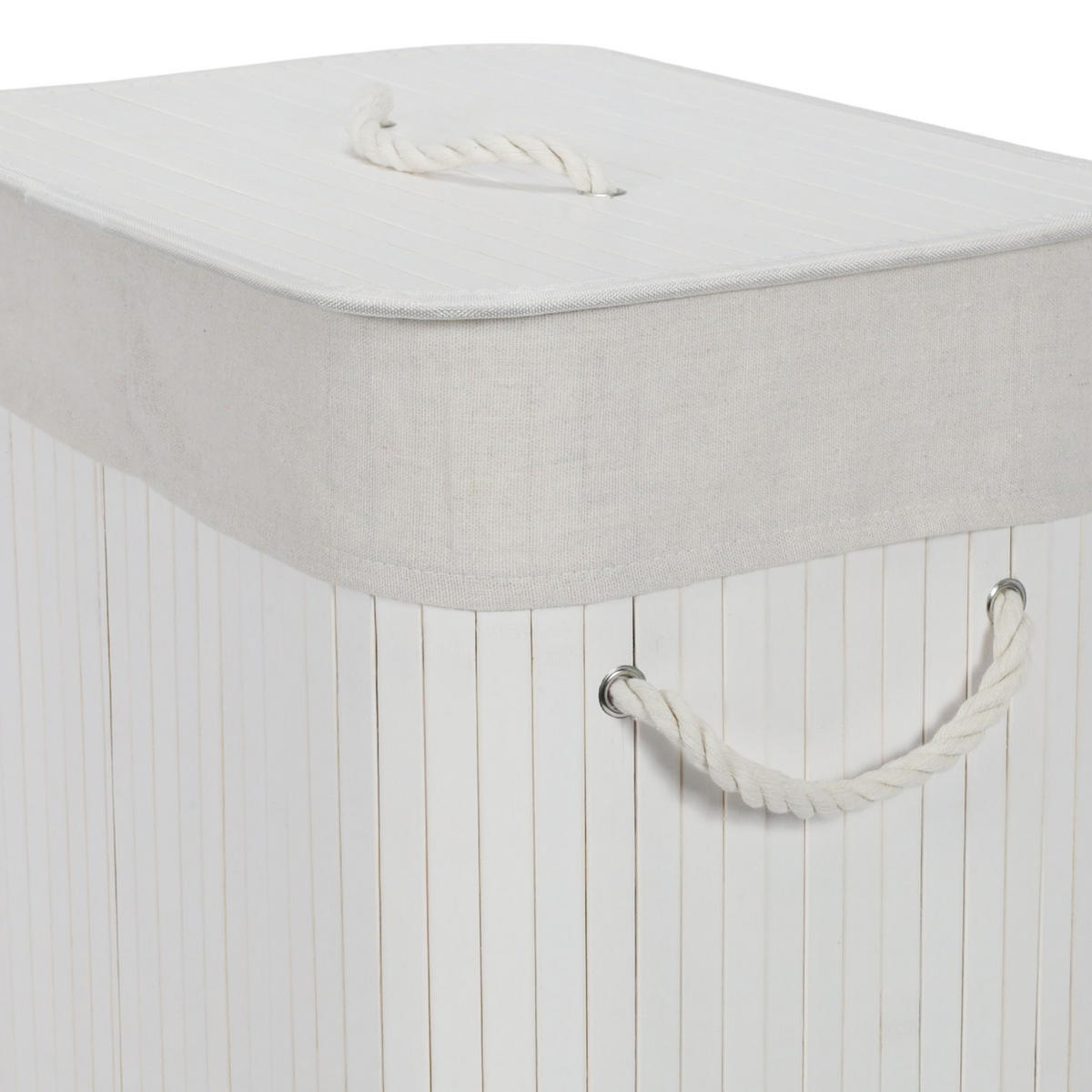 WÄSCHKORB Bambus Zora 72 l - Weiß, Naturmaterialien (30/60/40cm) - NUXIO
