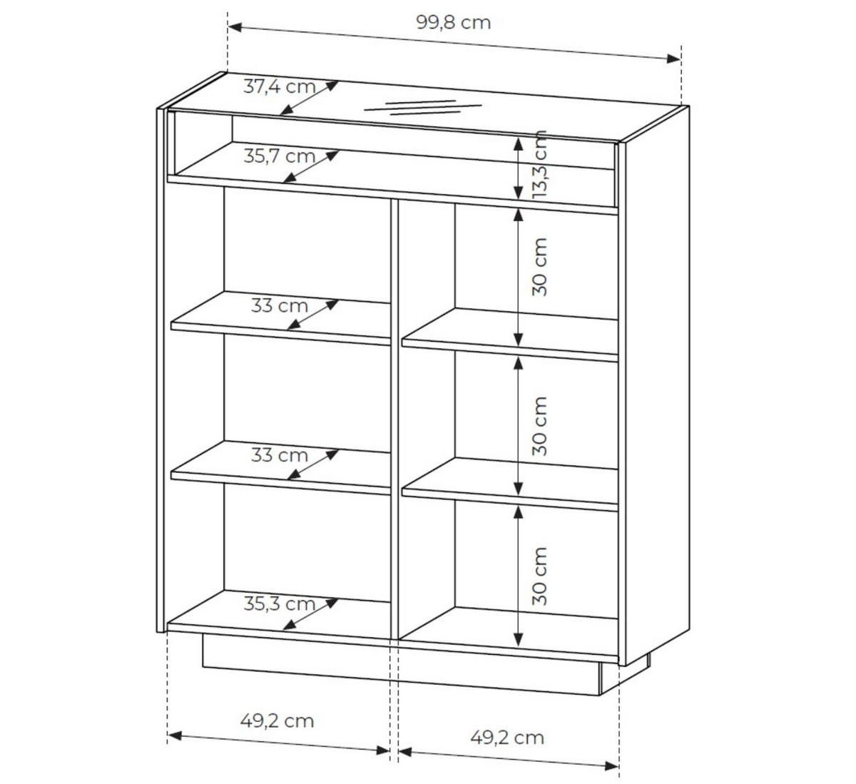 HIGHBOARD Kiro Beige, Hochkommode mit LED - Beige, Holzwerkstoff (103/119/40cm) - Bettso