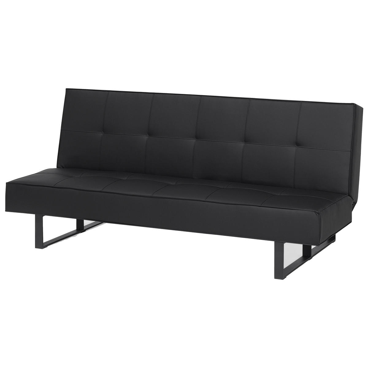 3-SITZER-SCHLAFSOFA Kunstleder Schwarz Derby - Schwarz, Kunststoff/Textil (189/85/88cm) - Beliani