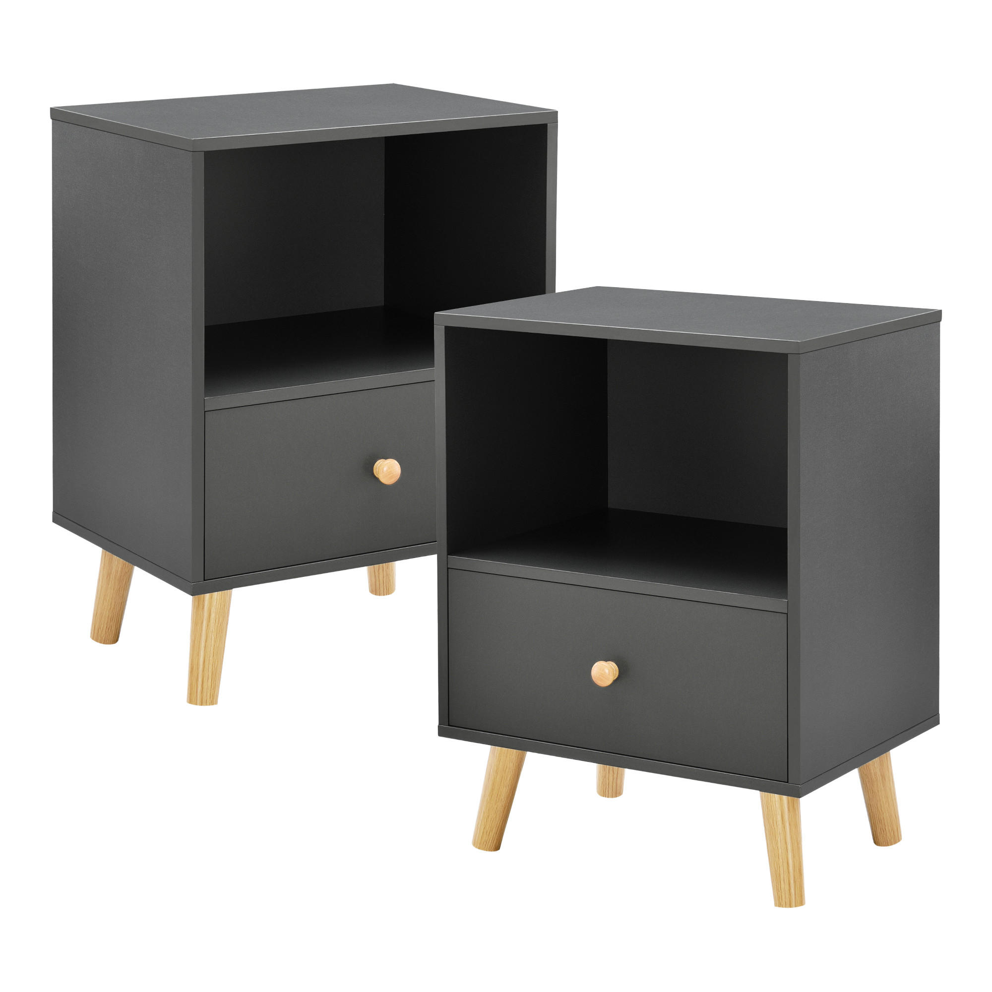 BEISTELLTISCH-SET 2 TLG. Sundsvall - Dunkelgrau, Holz/Holzwerkstoff (30/40/54cm) - [en.casa]