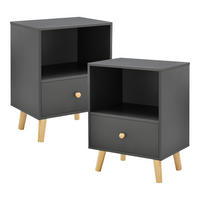 BEISTELLTISCH-SET 2 TLG. Sundsvall - Dunkelgrau, Holz/Holzwerkstoff (30/40/54cm) - [en.casa]