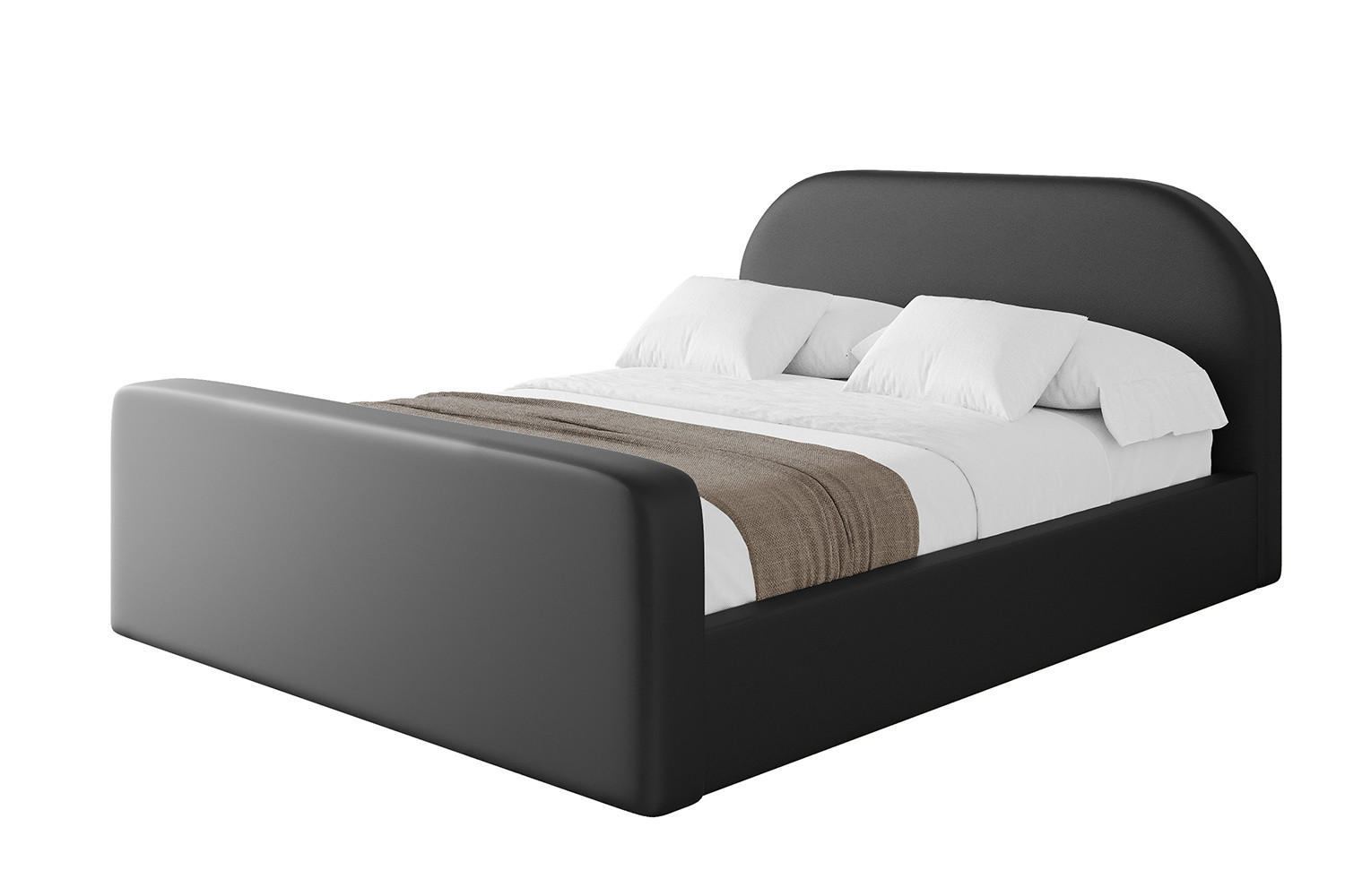 POLSTERBETT mit Bettkasten, Fußteil und Lattenrost, Boxbett mit Matratze H3/H4 - TIVON-Z 140x200 Schwarz Kunstleder - Schwarz Hochglanz, Holzwerkstoff/Textil (140/200cm) - ALTDECOR