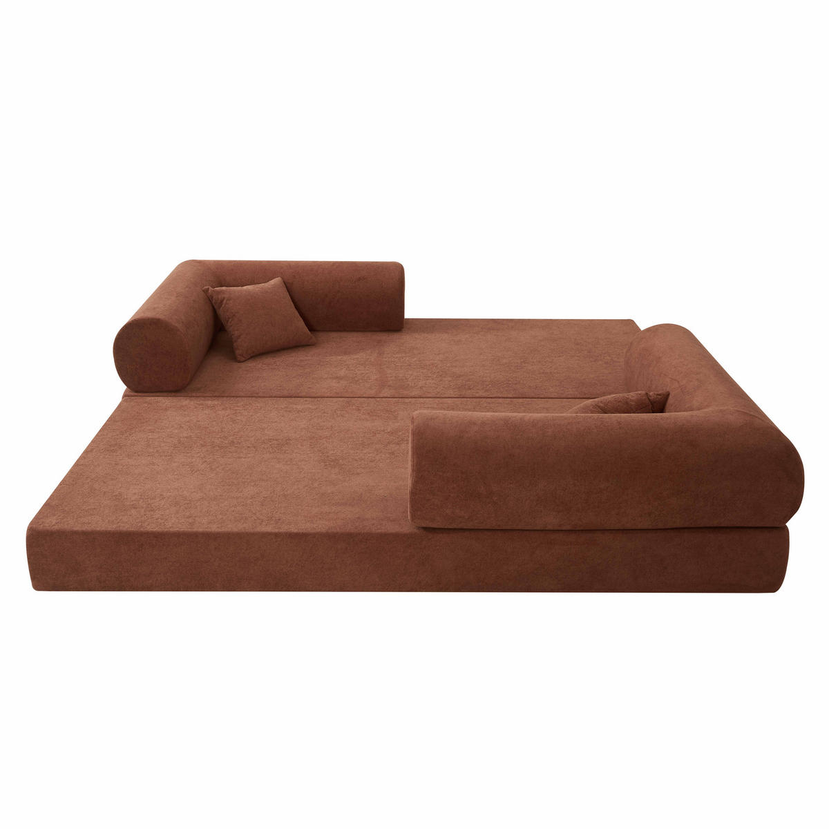 SCHLAFSOFA mit 2 Sitzplätzen, Braun - Rot, Textil (204/67/102cm) - Oviala