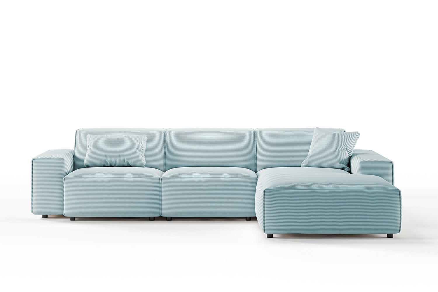 ECKSOFA RANI Hellblau Cord - Schwarz/Hellblau, Kunststoff/Textil (299/189cm) - KAWOLA