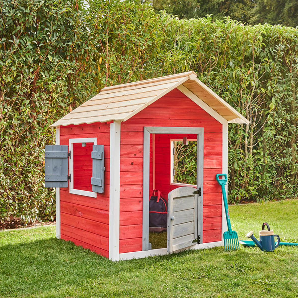 SPIELHAUS DAS KLEINE SCHLOSS - 106 x 111 cm Rot - Rot, Holz (101/128/106cm) - Home Deluxe