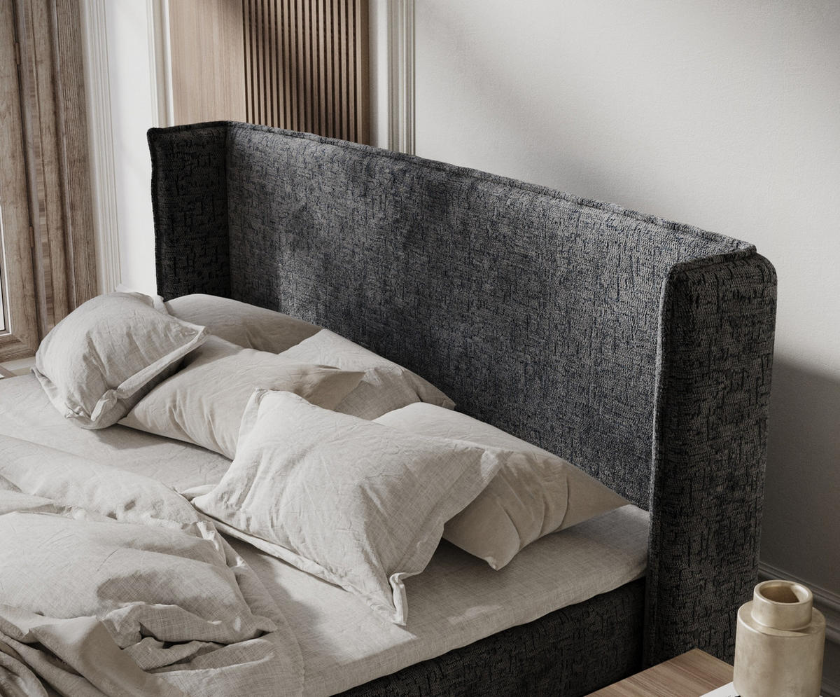 KONTINENTALBETT Ardis Anthrazit 160/200 cm mit Matratze und Topper - Anthrazit/Schwarz, Holz/Holzwerkstoff (160/200cm) - Maison de Reve