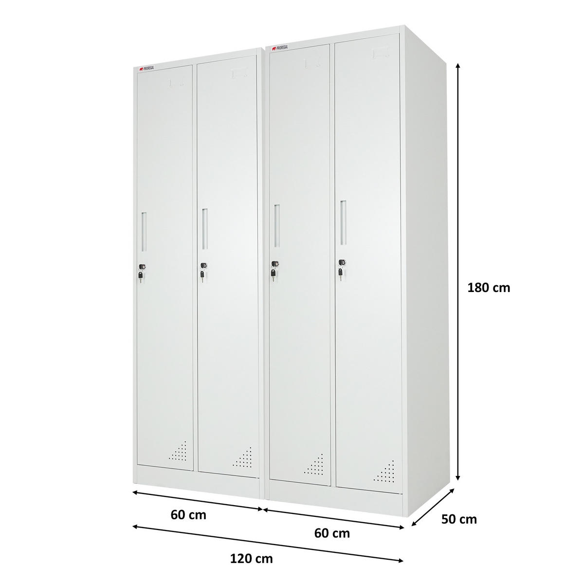 SPIND 2er Set Elephant 2 Abteil komplett montiert - Hellgrau/Grau, Metall (60/180/50cm) - PROREGAL