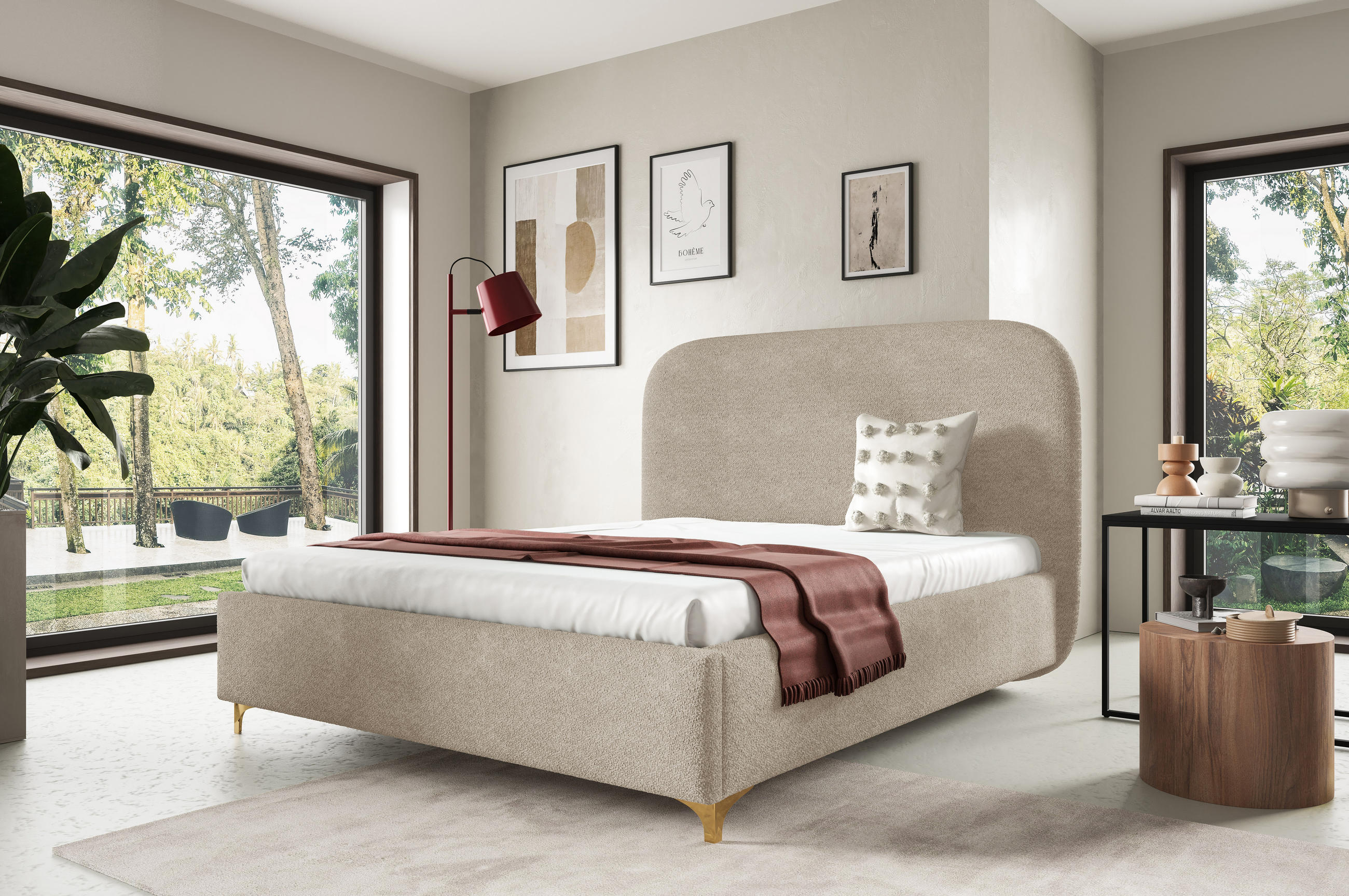 POLSTERBETT LANA Bettkasten Lattenrost 160x200 Taupe - Taupe, Holz (160/200cm) - Furnistar