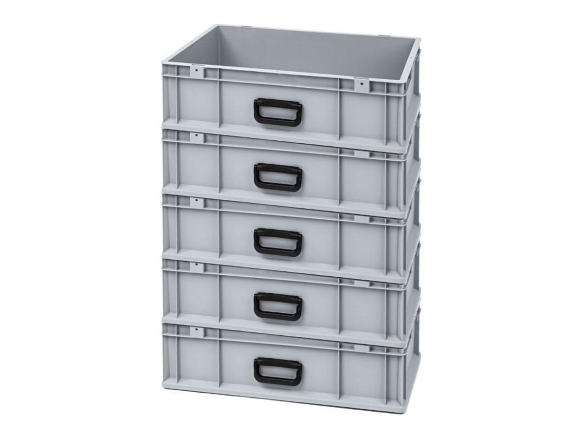 EUROBOX 5x Nextgen Portable Uno 17x40x60cm 34 Liter - Grau, Kunststoff (40/17/60cm) - PROREGAL