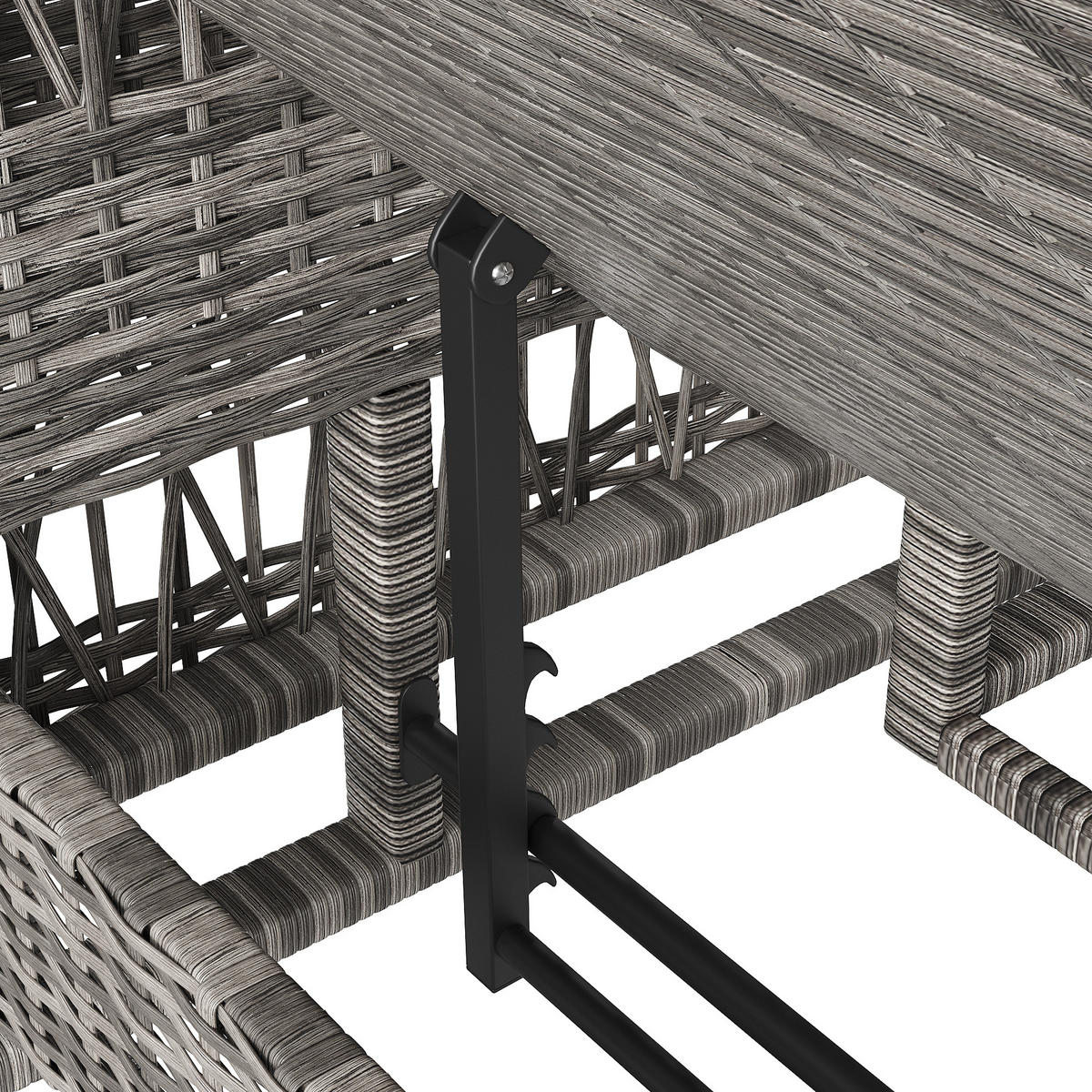 OUTDOOR-LIEGE AUS RATTAN 4-fach verstellbar Grau - Grau, Metall (70/58/192cm) - ComfortXL